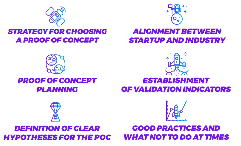 strategy for choosing a proof of concept, proof of concept planning, definition of clearhypotheses for the poc, alignment between startup and industry, establishment of validation indicators, good practices and what not to do at times